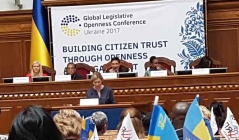 20 May 2017 National Assembly deputy speakers Veroljub Arsic and Gordana Comic, and National Assembly Secretary General Svetislava Bulajic at the conference in Kyiv